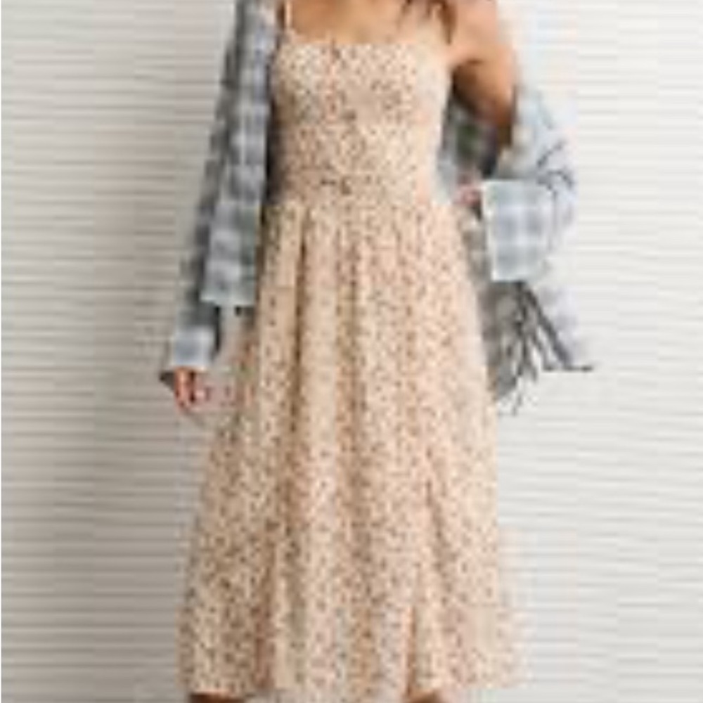 American Eagle Bella Bow Midi Dress in Floral XS